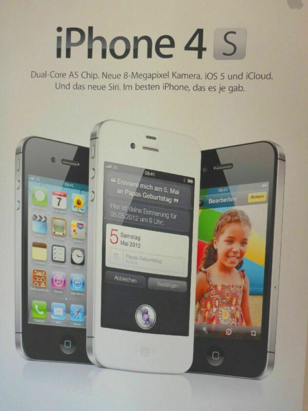 1x APPLE iPhone 4S Werbeschild Reklame Aufsteller Pylon Roll-up Display Banner - rima-it.de