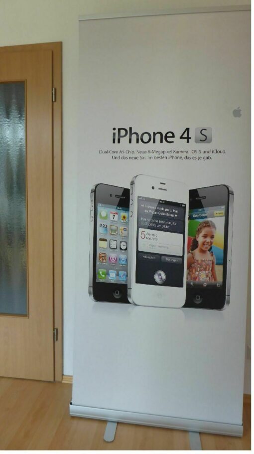 1x APPLE iPhone 4S Werbeschild Reklame Aufsteller Pylon Roll-up Display Banner – Bild 3