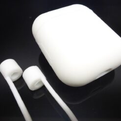 für AirPods Silikonhülle mit Halteband Straps TOPSchutz perfekte Passform Etuis