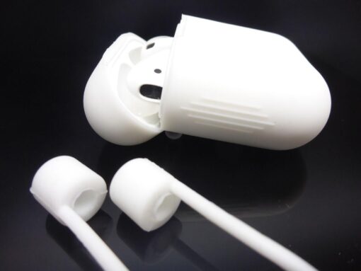 für AirPods Silikonhülle mit Halteband Straps TOPSchutz perfekte Passform Etuis