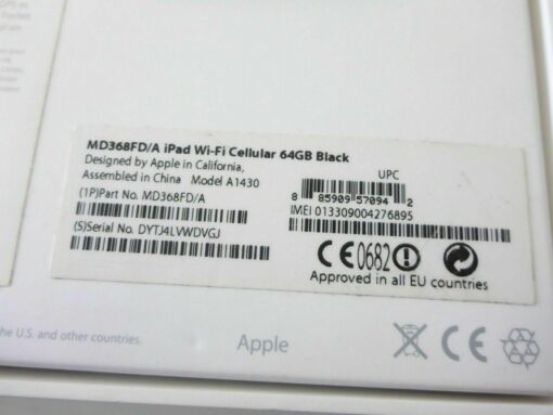 nur VERPACKUNG iPad 2 Wi-Fi 64GB Cellular BLACK *ohne iPad* Box Schachtel Apple – Bild 3